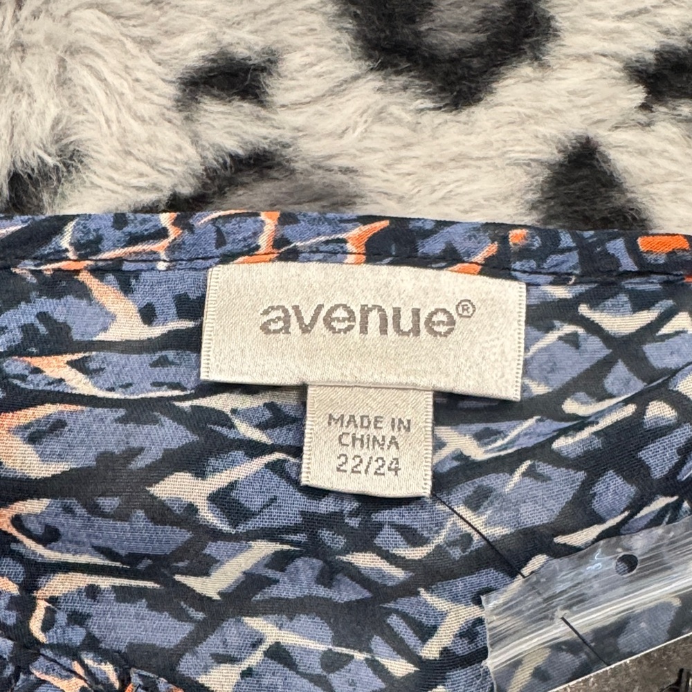 Avenue Blue and Orange Patterned Blouse - Picture 2 of 7